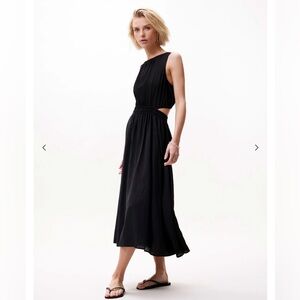 Catwalk Junkie Elegant Crepe Black Cutout Midi Dress 36 Small